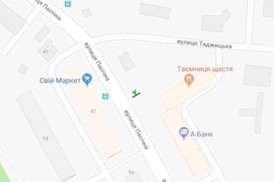 Схема рекламної площини за адресою Пасічна вул., 43 Схема рекламної площини за адресою Пасічна вул., 43