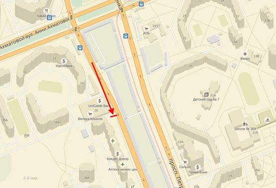 Схема рекламной плоскости по адресу Григоренка пр., 28