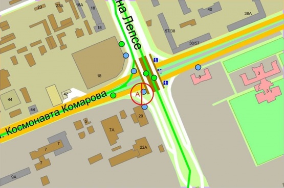 Схема рекламної площини за адресою Космонавта Комарова проспект / Ивана Лепсе бульвар
