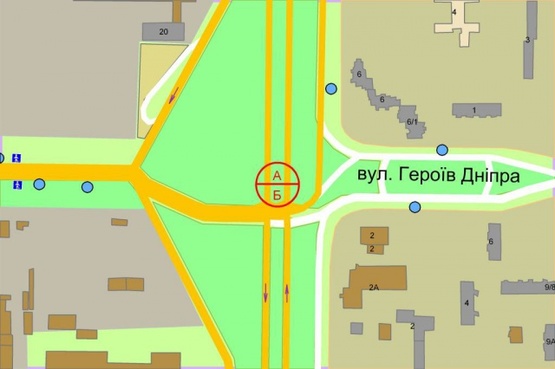 Схема рекламної площини за адресою Богатырская ул. / Полярная (на разделителе) по ходу от  М"Петровка" в Вышгород