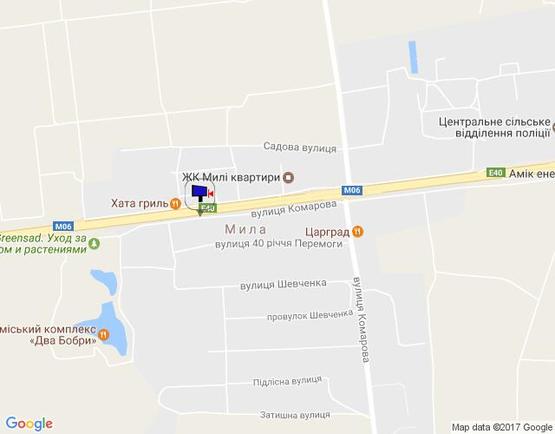 Схема рекламної площини за адресою с. Мила, траса М-06 Київ-Чоп (Житомир), км 26+200 ліво