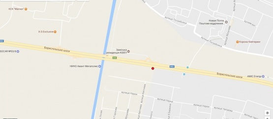 Схема рекламной плоскости по адресу Бориспольская трасса в г.Борисполь (29+850,за 1км. до поворота на с.Гора ) направл. в г.Борисполь, левый