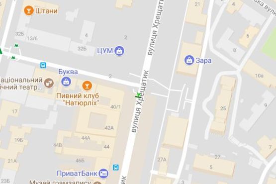 Схема рекламной плоскости по адресу Хрещатик вул., 40 - Богдана Хмельницького вул., (навпроти ЦГ)  (№4) Схема рекламной плоскости по адресу Хрещатик вул., 40 - Богдана Хмельницького вул., (навпроти ЦГ)  (№4)