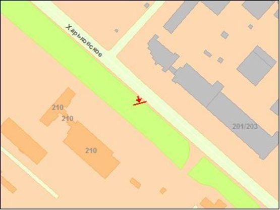 Схема рекламной плоскости по адресу Харькoвскoе шoссе 210 к Бориспольской пл