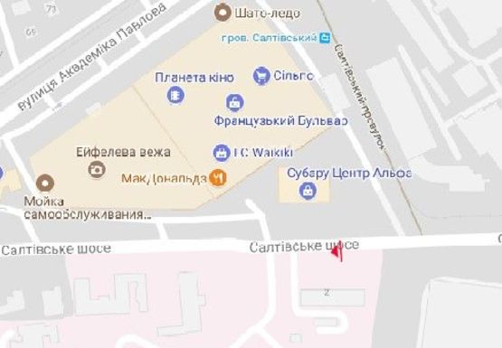 Схема рекламної площини за адресою Салтовское шоссе, 2 Схема рекламної площини за адресою Салтовское шоссе, 2