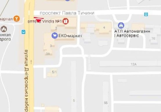 Схема рекламної площини за адресою Днепровская набережная - Павла Тычины пр.