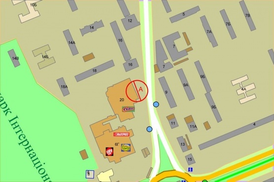 Схема рекламної площини за адресою Гната Юры, 20, ТЦ"Квадрат" снизу   №1