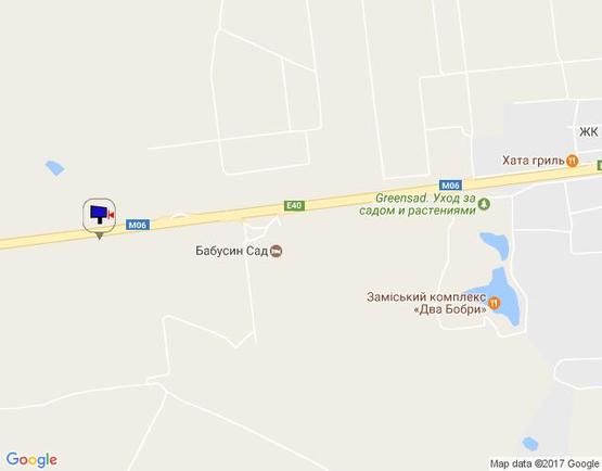 Схема рекламной плоскости по адресу с. Мила, траса М-06 Київ-Чоп (Житомир), км 27+900 ліво