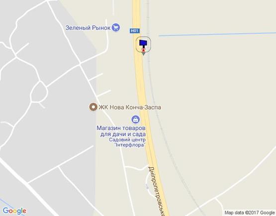 Схема рекламной плоскости по адресу Дніпровське шосе, "Киев-Обухов", км 22+950 лево