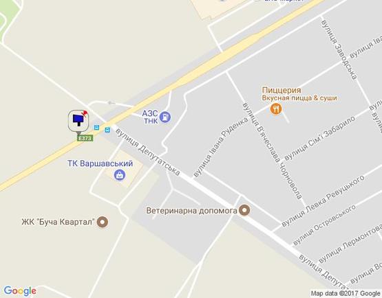 Схема рекламной плоскости по адресу м.Буча, траса М07, км 30+150 право,  вул. Нове Шосе- вул. Депутатська, за ТЦ Модуль, навпроти ТК Варшавський, ЖК "Буча-Квартал"