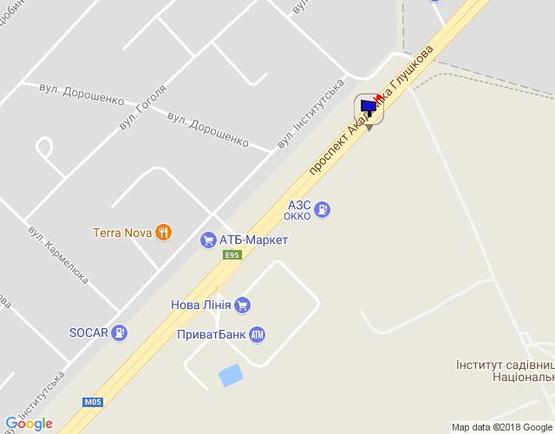 Схема рекламної площини за адресою м. Київ, проспект Академіка Глушкова, траса М-05 Київ-Одеса, км 13+550 ліво