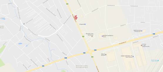 Схема рекламної площини за адресою Обїздна М-10, З.О. м. Львова, Автосалон Honda, Епіцентр,Метро в сторону Рясне