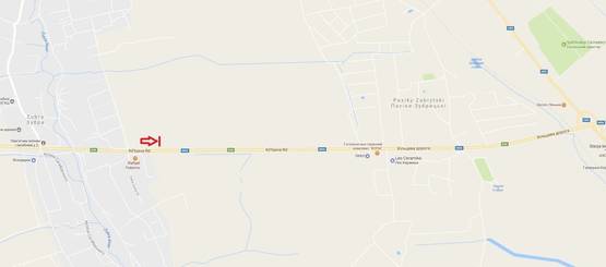 Схема рекламной плоскости по адресу Обїздна М-06, Київ-Чоп, біля гот. Рафаель в сторону Лео Кераміки 2 (лівий)