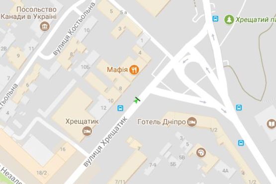 Схема рекламной плоскости по адресу Хрещатик вул., 8 (вихід з підземного переходу, банк "Хрещатик")