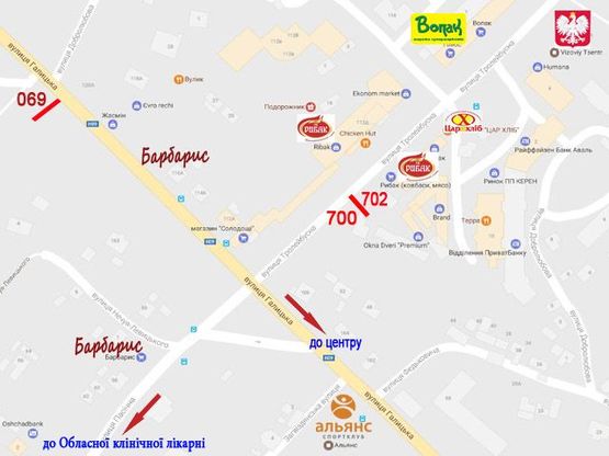 Схема рекламной плоскости по адресу Тролейбусна