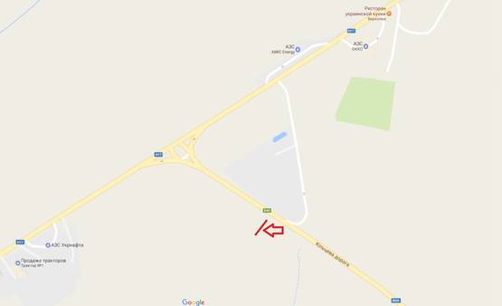 Схема рекламної площини за адресою Обїздна М-06, Київ-Чоп, перед виїздом на трасу Н-17 поворот на Гамалієвку в сторону Київа