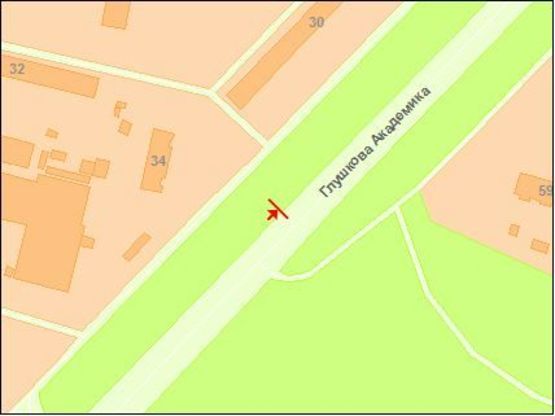 Схема рекламной плоскости по адресу Глушкoва пр., 34 Схема рекламной плоскости по адресу Глушкoва пр., 34