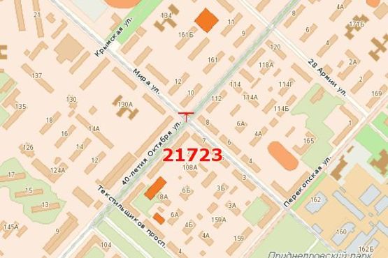 Схема рекламної площини за адресою Небесної сотні вул. (40-річчя Жовтня вул.) - Миру вул. Схема рекламної площини за адресою Небесної сотні вул. (40-річчя Жовтня вул.) - Миру вул.