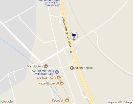 Схема рекламной плоскости по адресу Дніпровське шосе, поворот на с. Ходосеевка, напротив ТРЦ "Мегамаркет в Ходосіївці", "Киев-Обухов", км 23+650 лево