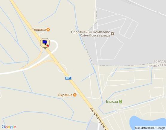 Схема рекламної площини за адресою Новообухівська траса, перед поворотом на c. Креничі, Ходосіївку, км 25+100 право