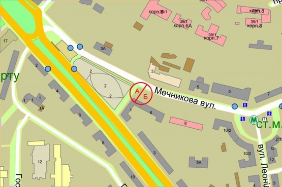 Схема рекламної площини за адресою Мечникова, 6  (офисный  центр "Парус")