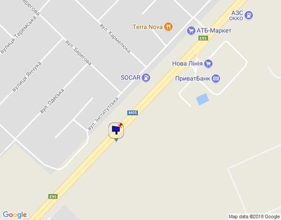 Схема рекламной плоскости по адресу с. Гатне, траса М-05 Київ-Одеса, км 14+365 ліво