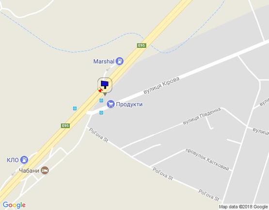 Схема рекламної площини за адресою с. Чабани, траса М-05 Київ-Одеса, км 16+485 ліво