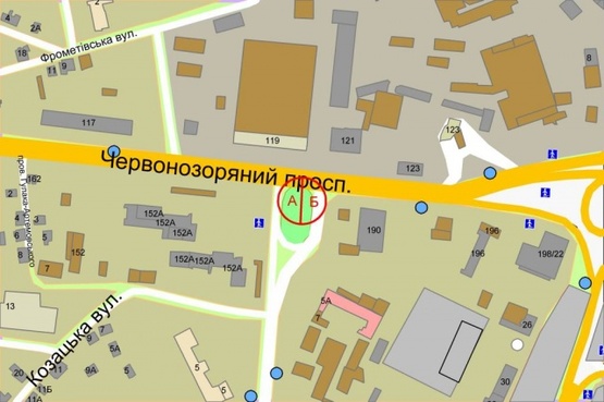 Схема рекламної площини за адресою Валерия Лобановского (Краснозвездный) проспект / Демеевская ул.