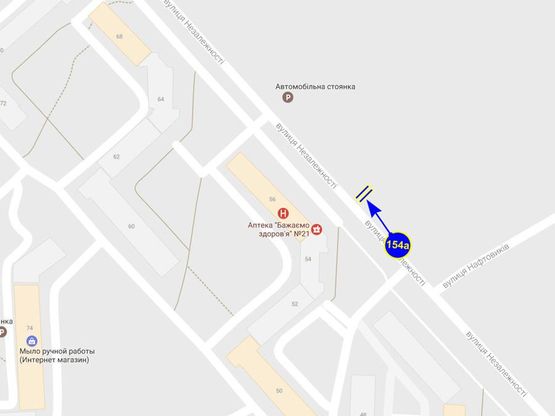 Схема рекламної площини за адресою ул. Незалежности 56 (сторона А)