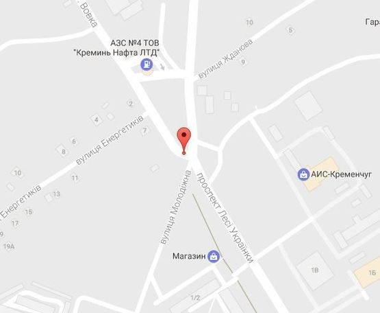 Схема рекламной плоскости по адресу просп. Л.Украинки (просп. 50-лет. Октября), перекресток с ул. Молодежной, ул. Свиштовской, район АЗС "УкртатНафта"