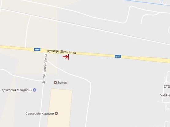 Схема рекламной плоскости по адресу вул.Шевченка (Індустріальний парк) вїзд в місто