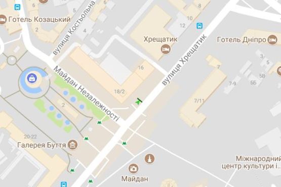 Схема рекламной плоскости по адресу Хрещатик вул., 18 (вихід із підземного переходу, магазин "Юнітрейд")