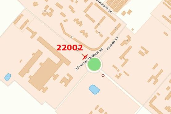 Схема рекламной плоскости по адресу 30-річчя Перемоги вул. - Олени Теліги вул. (Конєва вул.) (до кільця)