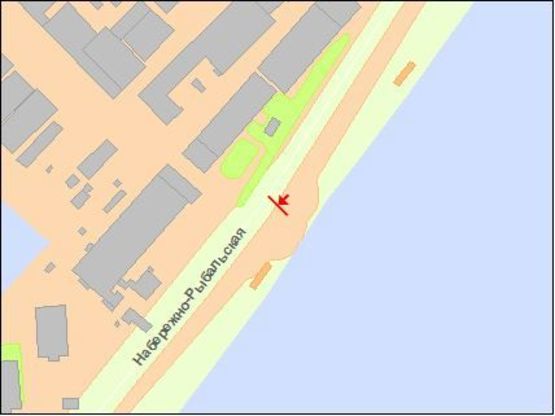 Схема рекламной плоскости по адресу Набережнo-Рыбальская ул. , 23 м от Подольско -Воскресенского моста от пр. Московский