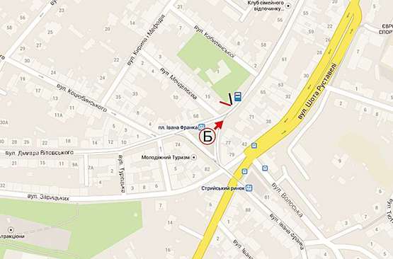 Схема рекламной плоскости по адресу Франка  (в центр)