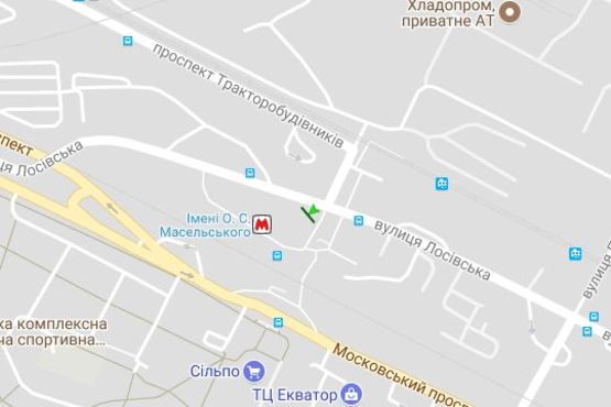 Схема рекламной плоскости по адресу Московський просп. - Тракторобудівників просп. (призма)