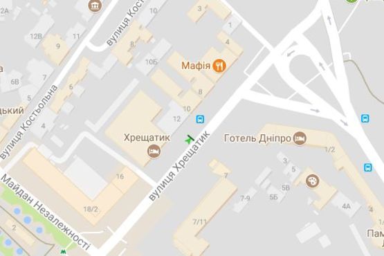 Схема рекламной плоскости по адресу Хрещатик вул., 12 (ресторан "Планета Суші", "OTRADA")