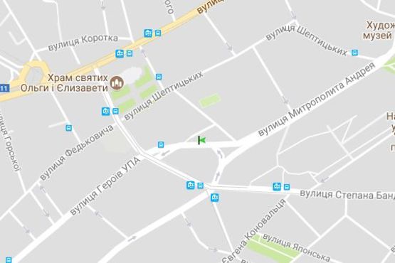 Схема рекламной плоскости по адресу Митрополита Андрея вул. - Степана Бандери вул.