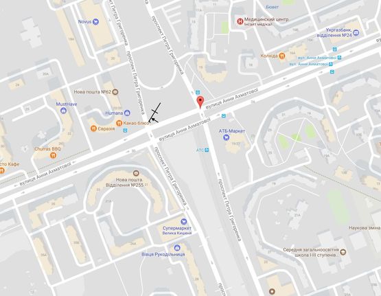 Схема рекламной плоскости по адресу пр. Петра Григоренко с ул.Ахматовой(за забором)левая в сторону Днепровской набережной Схема рекламной плоскости по адресу пр. Петра Григоренко с ул.Ахматовой(за забором)левая в сторону Днепровской набережной