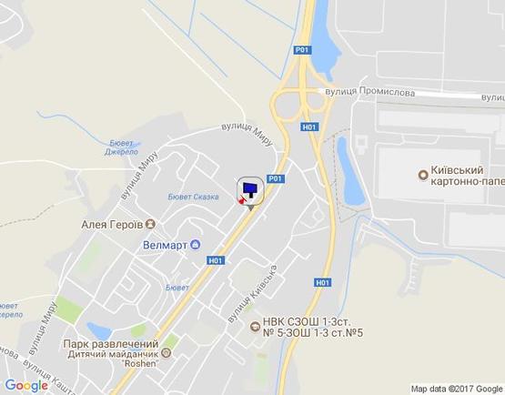 Схема рекламної площини за адресою м. Обухів, вул.. Київська, 121  (виїзд з Обухів на Київ, Українку)