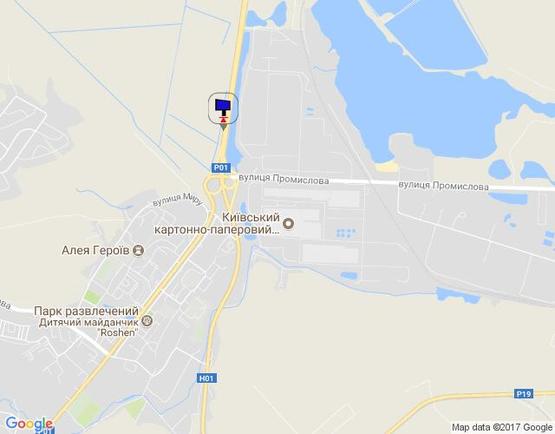 Схема рекламної площини за адресою км. 43+000 праворуч(Н-01 Київ-Знамянка); В'їзд в м.Обухів із Києва