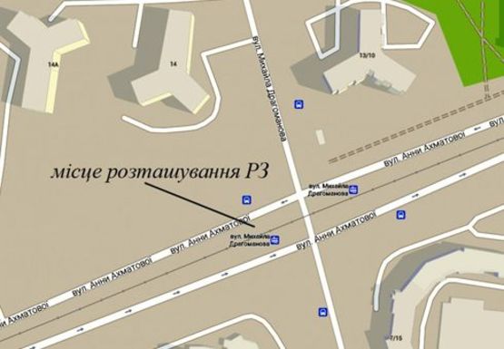 Схема рекламної площини за адресою Ахматовой Анны ул. - Драгоманова Михаила ул.