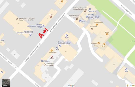 Схема рекламной плоскости по адресу Байды Вишневецкого Схема рекламной плоскости по адресу Байды Вишневецкого