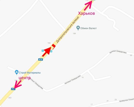 Схема рекламной плоскости по адресу Мерефа-ул. Днепровская-остановка Городская-в ст Харькова