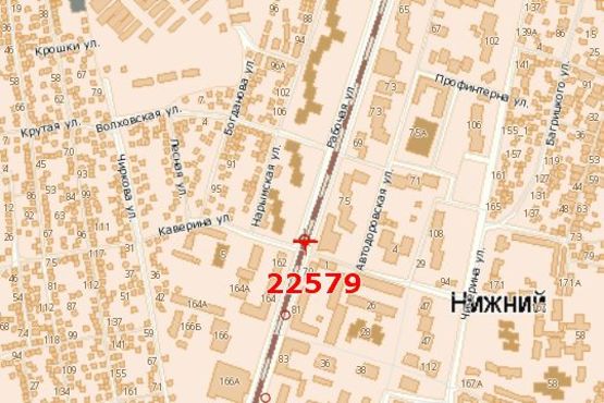 Схема рекламної площини за адресою Робоча вул. (Робоча вул.) - Каверіна вул. (на разделителе) Схема рекламної площини за адресою Робоча вул. (Робоча вул.) - Каверіна вул. (на разделителе)