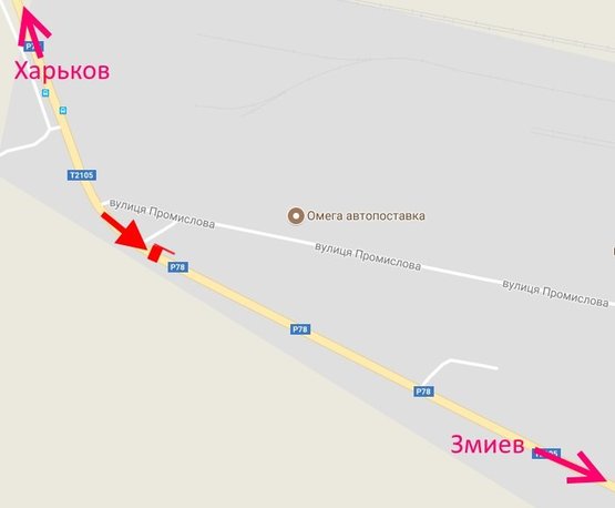 Схема рекламної площини за адресою пос. Васищево- в р-не ул Промышленная-возле Омега автопоставка-(в сторону Змиева )