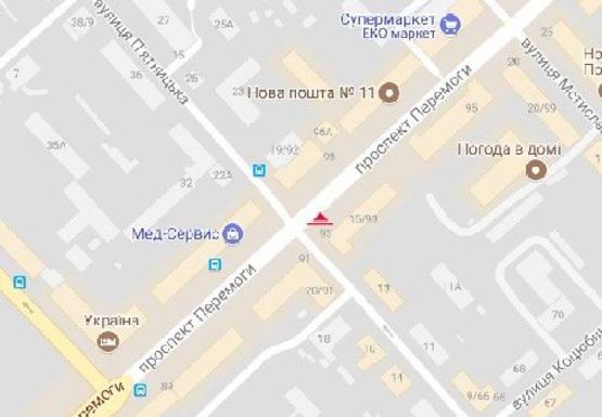 Схема рекламної площини за адресою Победы, пр., 93