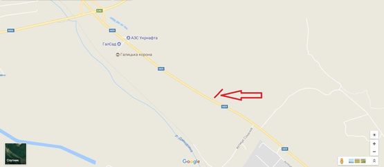 Схема рекламної площини за адресою Н-09 Мукачеве-Львів, км 435+600, ліворуч (с.Давидів, ТОВ Галсад)