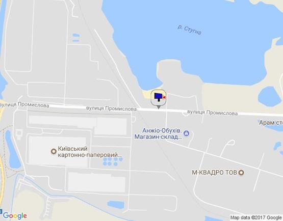 Схема рекламної площини за адресою м. Обухів, вул.Промислова, поворот до Заводу пористих матеріалів "АЕРОК";