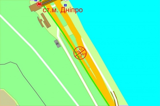 Схема рекламної площини за адресою Набережное шоссе(съезд с Днепр.спуска)-2 Схема рекламної площини за адресою Набережное шоссе(съезд с Днепр.спуска)-2